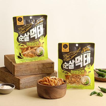 Kanggojip Korean Roasted Boneless Dried Pollack Meoktae,먹태, Spicy Mayo Flavor Seasoning, Bite Sized, Ready to Eat, Great for Parties, Camping, Travel, or as a Snack or Bar Food_1.05oz (30g)