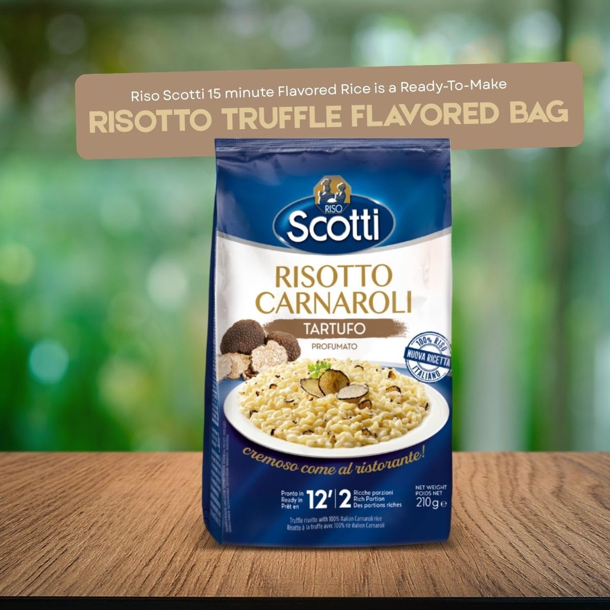 Riso Scotti Truffle Seasoned Risotto, Carnarolli Rice, Ready Meal, Easy to Cook, Italian Seasoned Risotto, Easy Dinner Side Dish, Just Add Water and Heat, 7.4 oz, 2-3 Servings