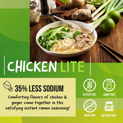 SAMABILA Chicken Lite Instant Ramen Seasoning Powder (35% LESS SODIUM) - Gluten Free - Vegan - Mild - Premium Instant Noodle Soup Powder - 5 oz