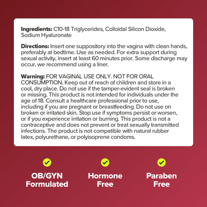 O Positiv URO Vaginal Moisture Hyaluronic Acid Suppository Support Vaginal Hydration, Daily Comfort & Easier Intimacy – 10 Suppositories