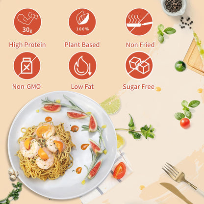 VOLO VERO High Protein (30g) Ramen Noodles Plain, 8 Pack Plant-Based Vegan Noodle | Sugar-Free, Low Fat, Non-Fried, Non-GMO, Egg & Dairy Free | Ready to Eat, Healthy Asian Meal Alternative