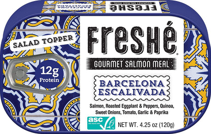Freshé Canned Salmon Variety Pack (4 Pack) - Mediterranean Style Atlantic Salmon in Olive Oil with Lemon - Sustainably Farmed Tinned Fish (4.25oz Cans)