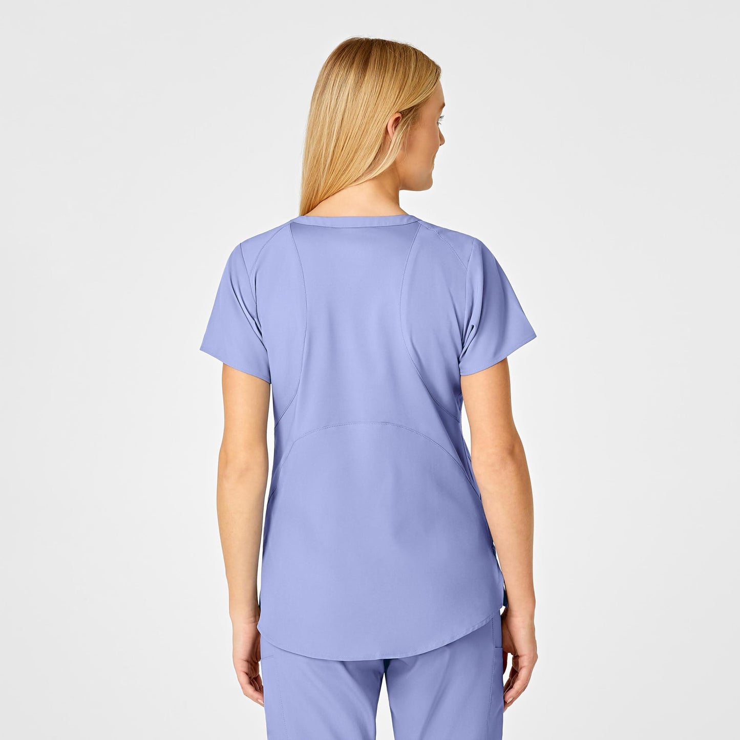 WonderWink W123 Women's Flex Back Stylized V-Neck Scrub Top, Ceil Blue, 2X