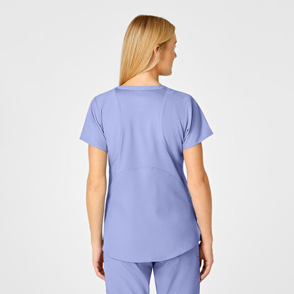 WonderWink W123 Women's Flex Back Stylized V-Neck Scrub Top, Ceil Blue, 2X