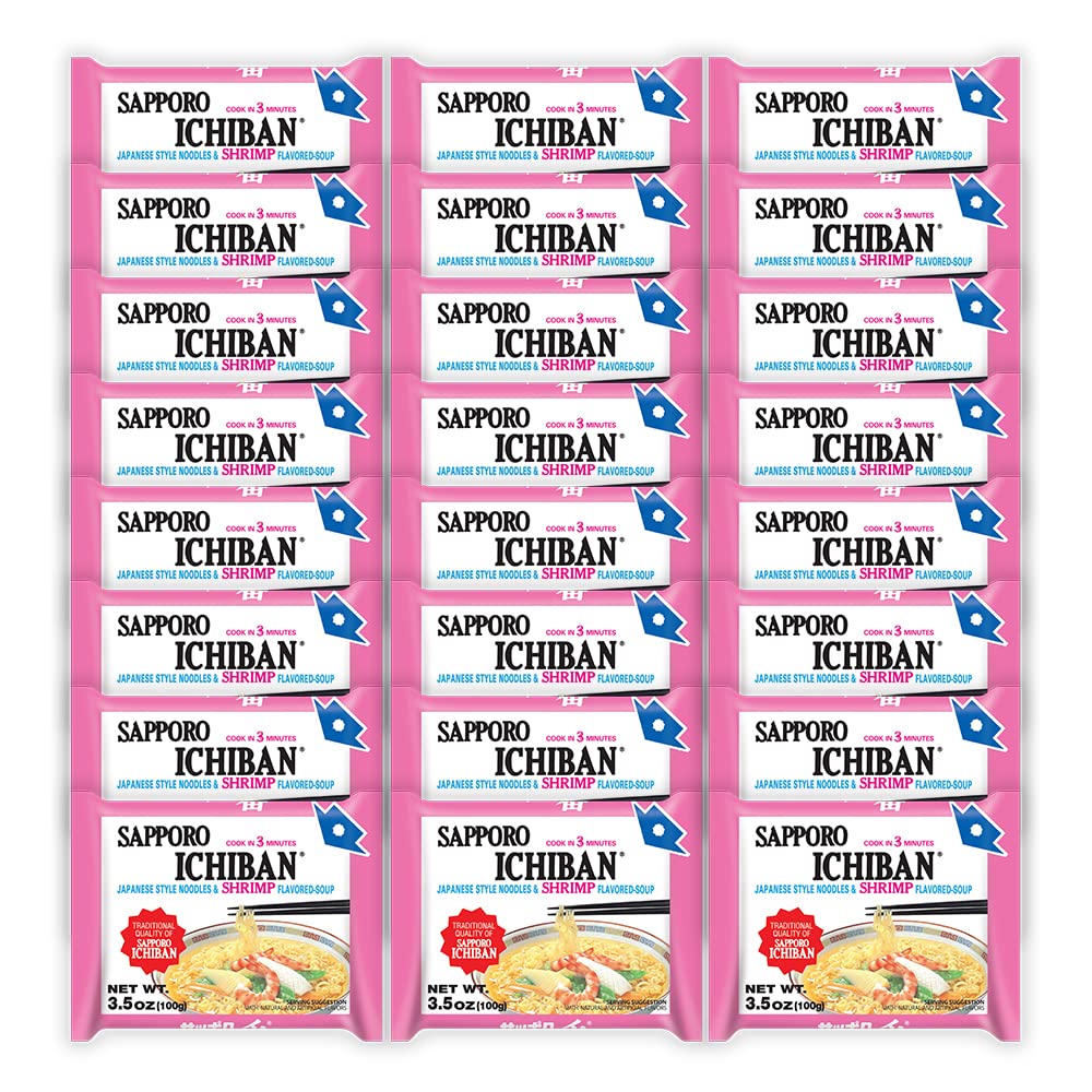 Ramen Noodles, Shrimp Flavor, No. 1 Tasting Japanese Instant Noodles (3.5 Oz. x 24 packs) | 24 Pack Case