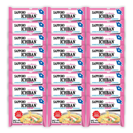 Ramen Noodles, Shrimp Flavor, No. 1 Tasting Japanese Instant Noodles (3.5 Oz. x 24 packs) | 24 Pack Case