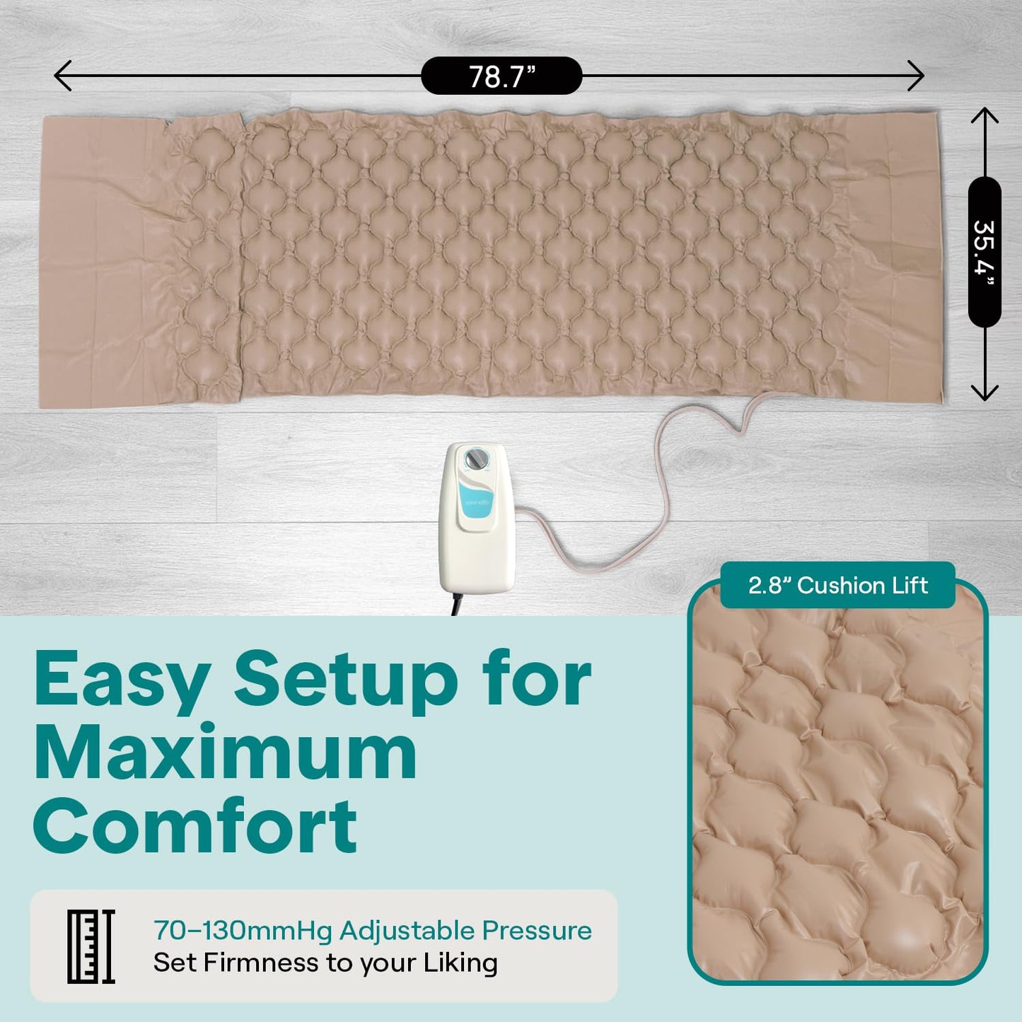 SereneLife Air Pressure Mattress Pad | Hospital Topper for Bedridden Patients | Alternating Air Pressure Mattress with Electric Pump, Medical Grade Pad & Topper for Hospital Bed | 330 lbs Capacity