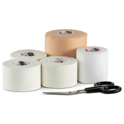 RockTape Go Taping Kit – Athletic Tape, Underwrap, Self-Stick Tape, and Scissors in Portable Case – Sports Tape Set for Joint Support, Training, and On-The-Go Taping Needs