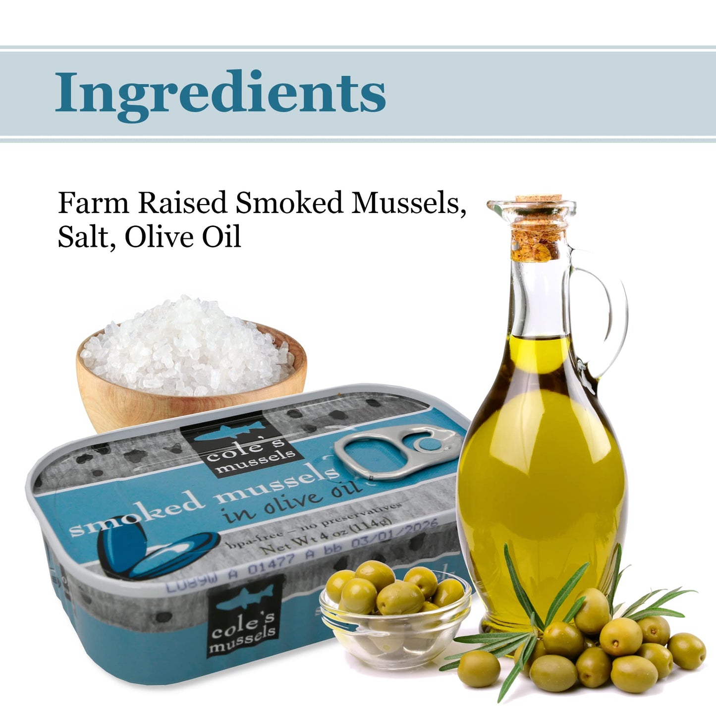Cole’s Patagonian Smoked Mussels Canned in Extra Virgin Olive Oil | 4oz Hand-Packed Tinned Mussels | 14g Protein | Pack of 5