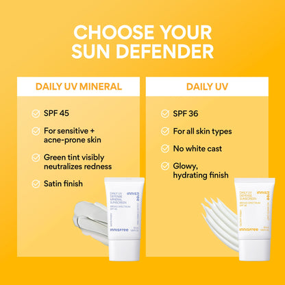 Innisfree Daily UV Defense SPF 36 – Korean Face Sunscreen, Invisible Finish, Broad Spectrum, No White Cast, Lightweight, Hydrating, Available in Gift Sets