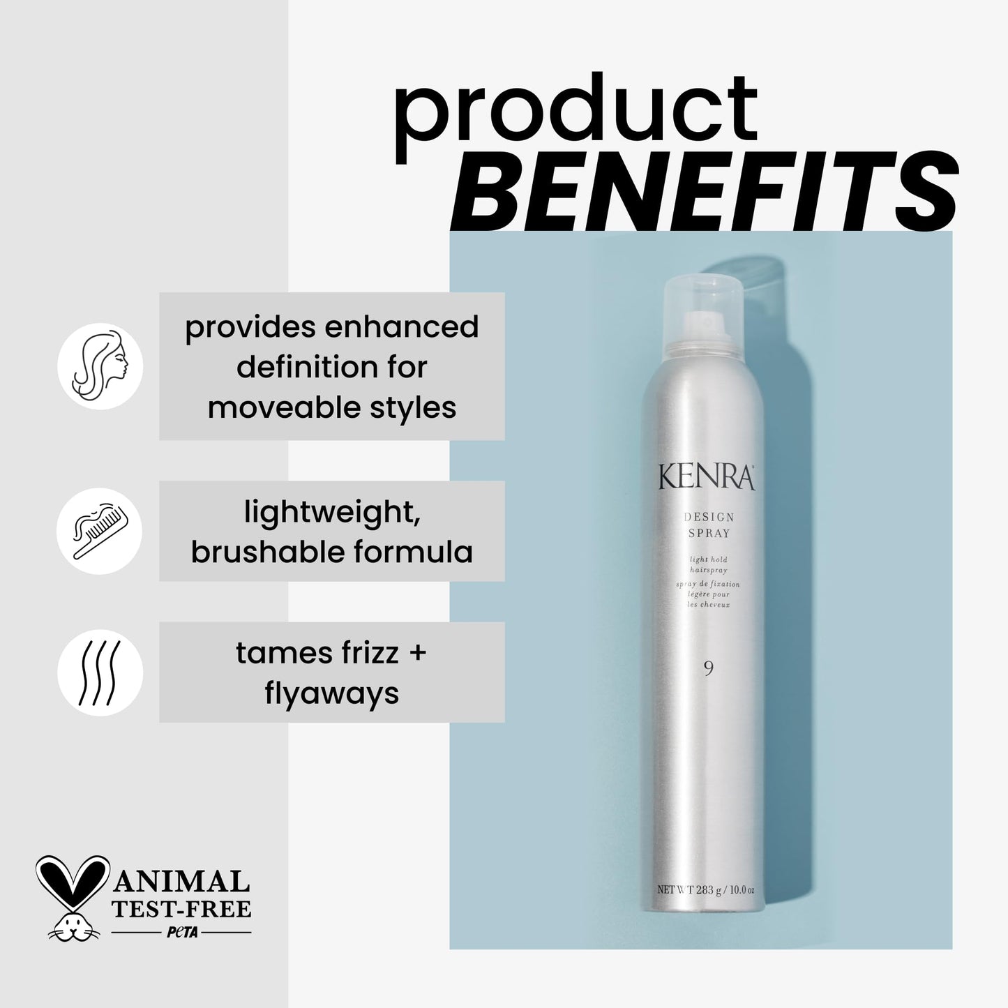 Kenra Design Spray 9 | Light Hold Hairspray | Tames Frizz & Flyaways | Lightweight, Brushable Formula | All Hair Types