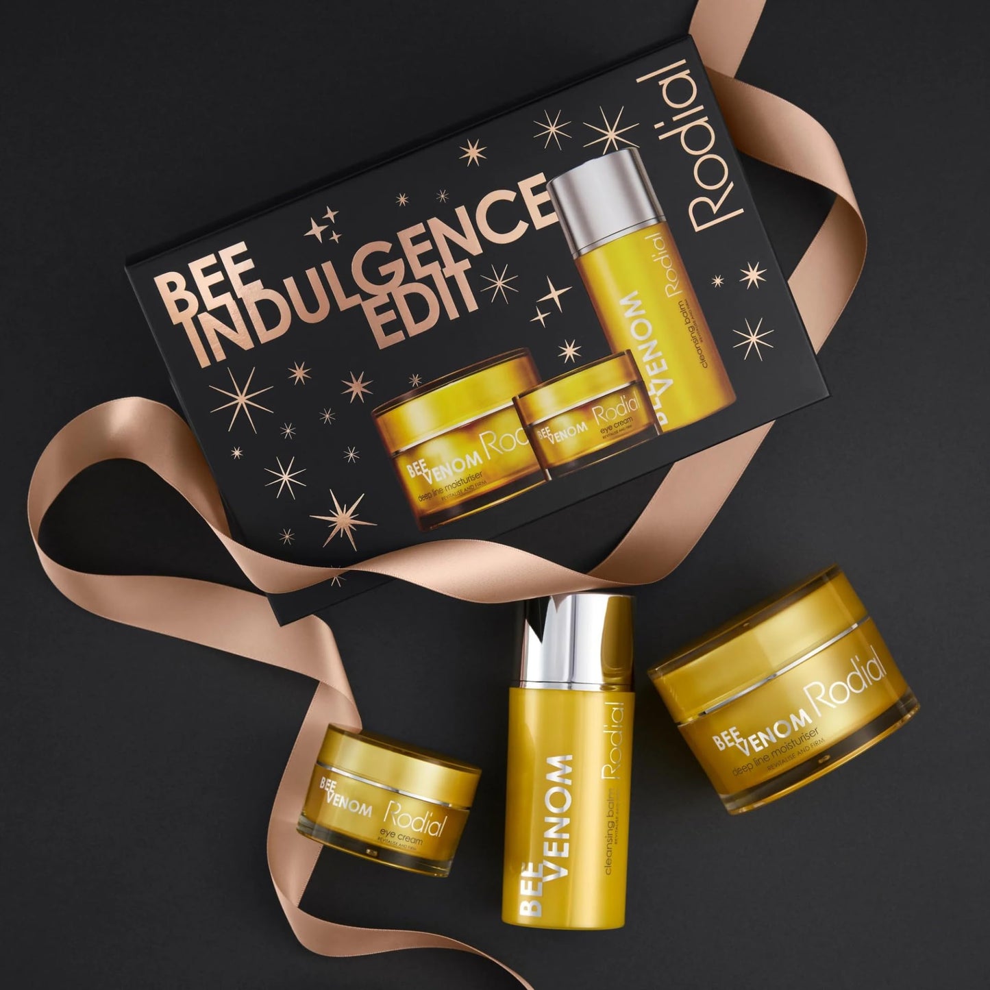 Rodial Bee Indulgence Edit - Skincare Gift Set, Bee Venom Collection with Cleansing Balm 100ml, Eye Cream 25ml & Moisturiser 50ml - Anti-Ageing, Firming & Brightening Luxury Trio