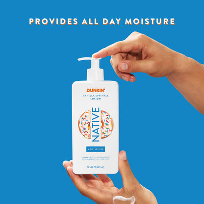 Native Body Lotion, Dunkin Vanilla Sprinkle, Moisturizer for Dry Skin with Plant-Based Ingredients, 16.5 oz