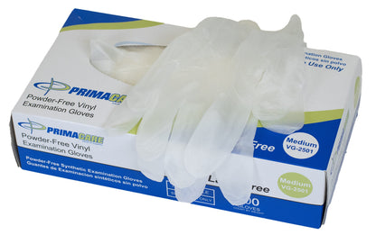 PrimaCare Medical Supplies VG-2501 Case of 100 Medium Size Medical Vinyl Examination Gloves Disposable, Latex and Powder Free Gloves