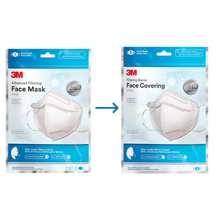 3M™ Filtering Barrier Face Covering, AFFM-5, One Size, 5-Pack