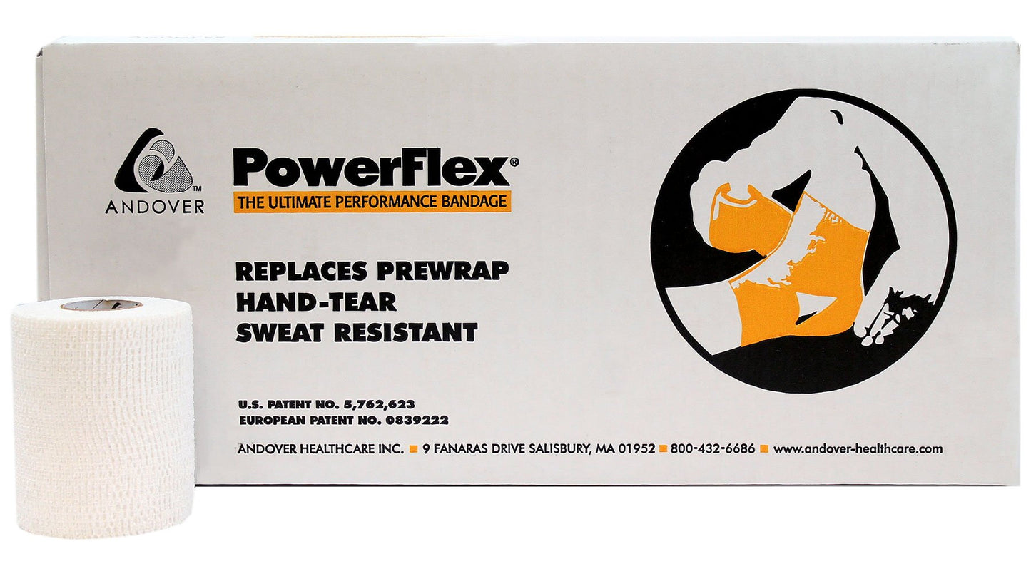 PowerFlex Self Adherent Tape, Latex, Athletic Tape, White, 3", 16 Rolls per Case