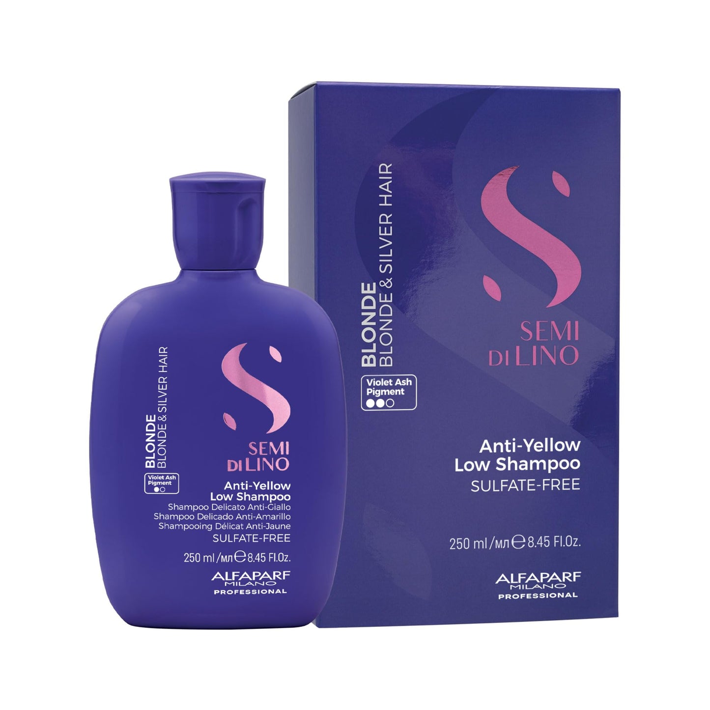 ALFAPARF MILANO Semi di Lino Purple Shampoo for Blonde, Highlighted, Platinum & Silver Hair - Neutralizes Brassy Tones - Hydrates & Strengthens - Sulfate Free
