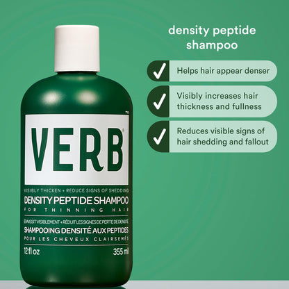 VERB Density Peptide Shampoo - Visibly Thicken + Reduce Signs of Shedding- Moisturizes Fine and Weighed Down Hair