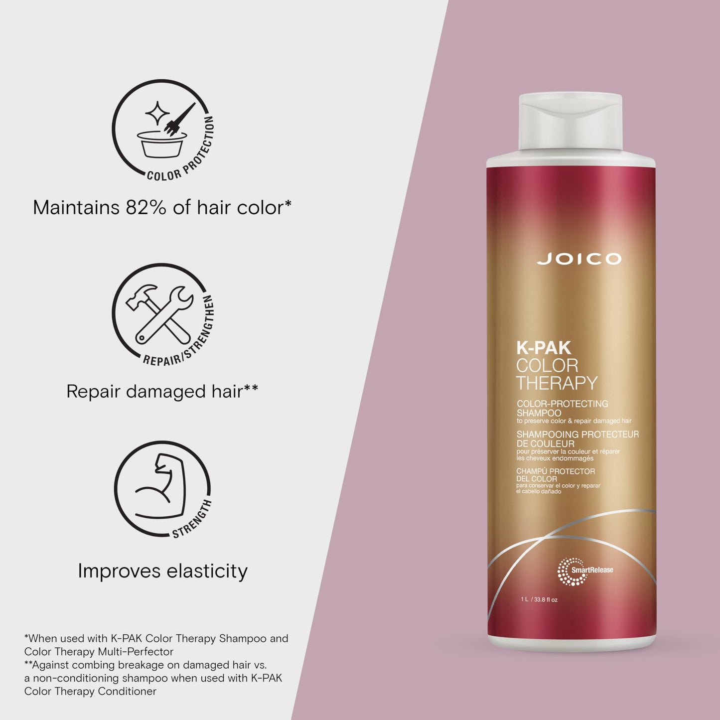 Joico K-PAK Color Therapy Color-Protecting Shampoo | For Color-Treated Hair | Boost Shine | Improve Elasticity | Repair Breakage | Rebuild Damaged Hair | With Keratin & Argan Oil