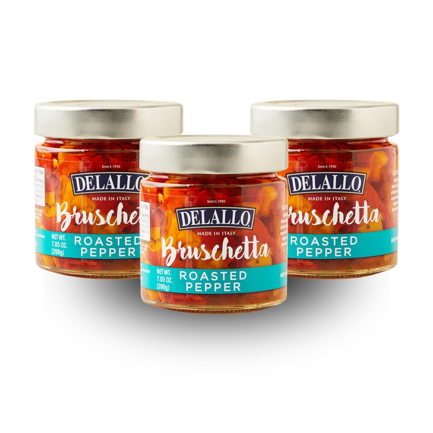 DeLallo Roasted Pepper Bruschetta Topping, 7.05 oz. Jar, (3 Pack), Made in Italy, Ready-to-Use Condiment
