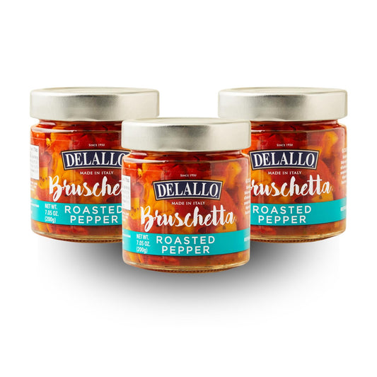 DeLallo Roasted Pepper Bruschetta Topping, 7.05 oz. Jar, (3 Pack), Made in Italy, Ready-to-Use Condiment