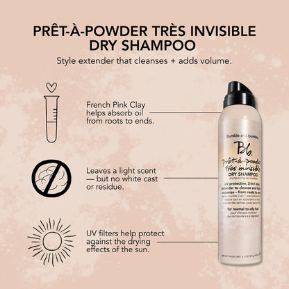Bumble and bumble. Prêt-à-powder Très Invisible Volumizing Dry Shampoo | Volumizing, Dry-Cleansing, UV Protective + Absorbs Oil | Curly, Wavy, Straight