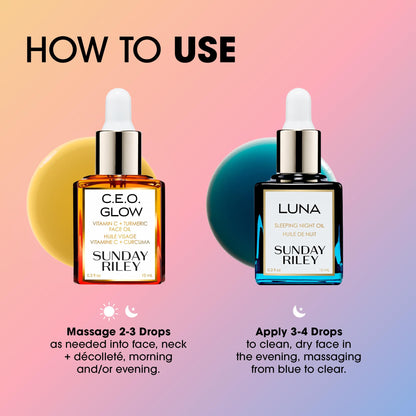 Sunday Riley Day + Night Brighten + Plump Set