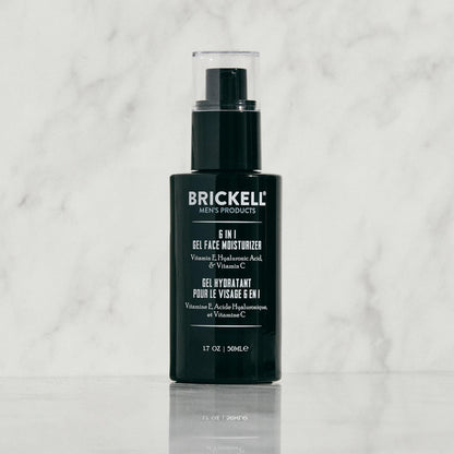 Brickell Men's 6 in 1 Gel Face Moisturizer for Men, Natural and Organic Gel Moisturizer, 1.7 ounces, Unscented