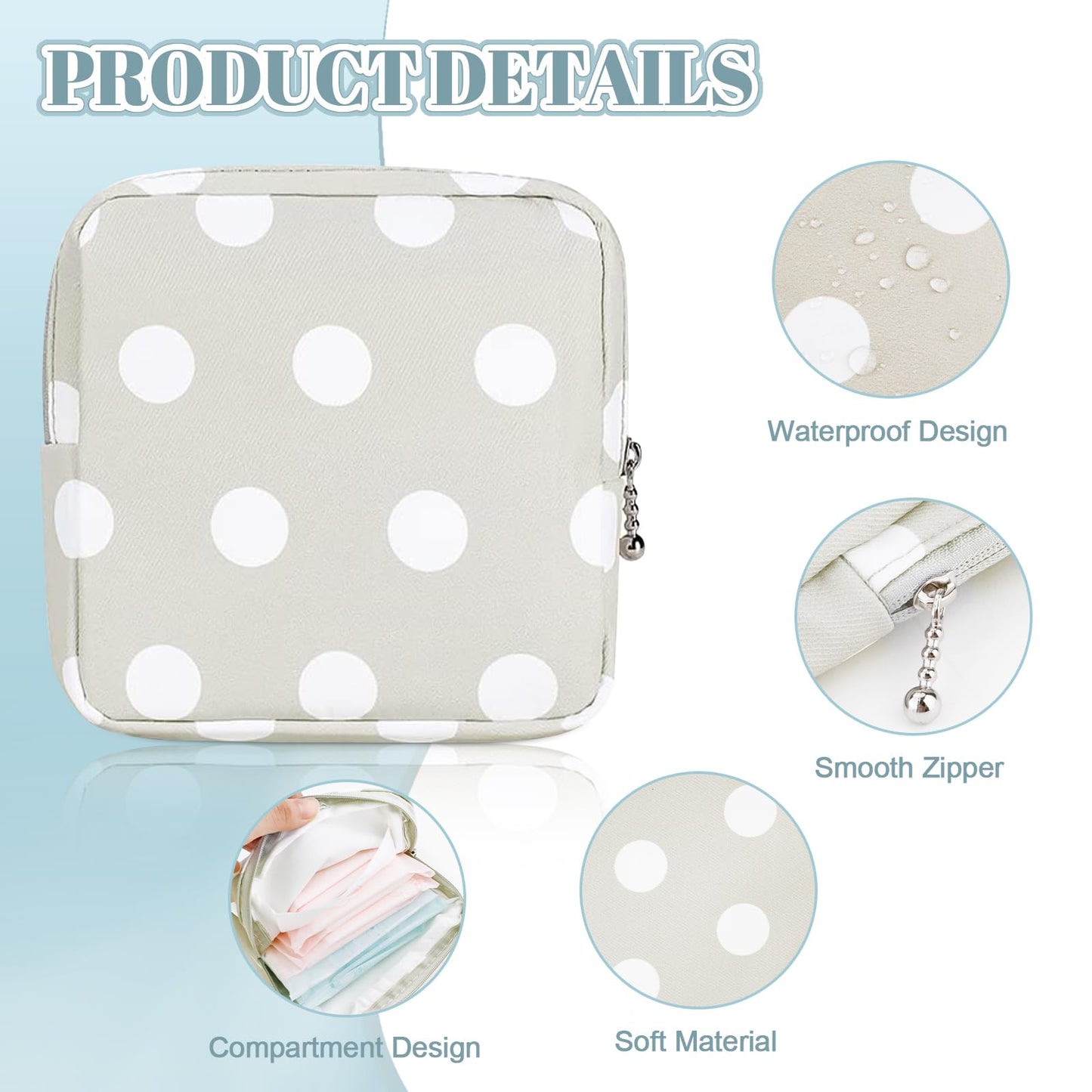 RETON 5 Pcs Sanitary Napkin Storage Bag, Portable Period Bag Period Pouch for Panty Liners Tampons Sanitary Pads, Menstrual Pad Bag Feminine Menstruation First Period Bags for Young Girls Women