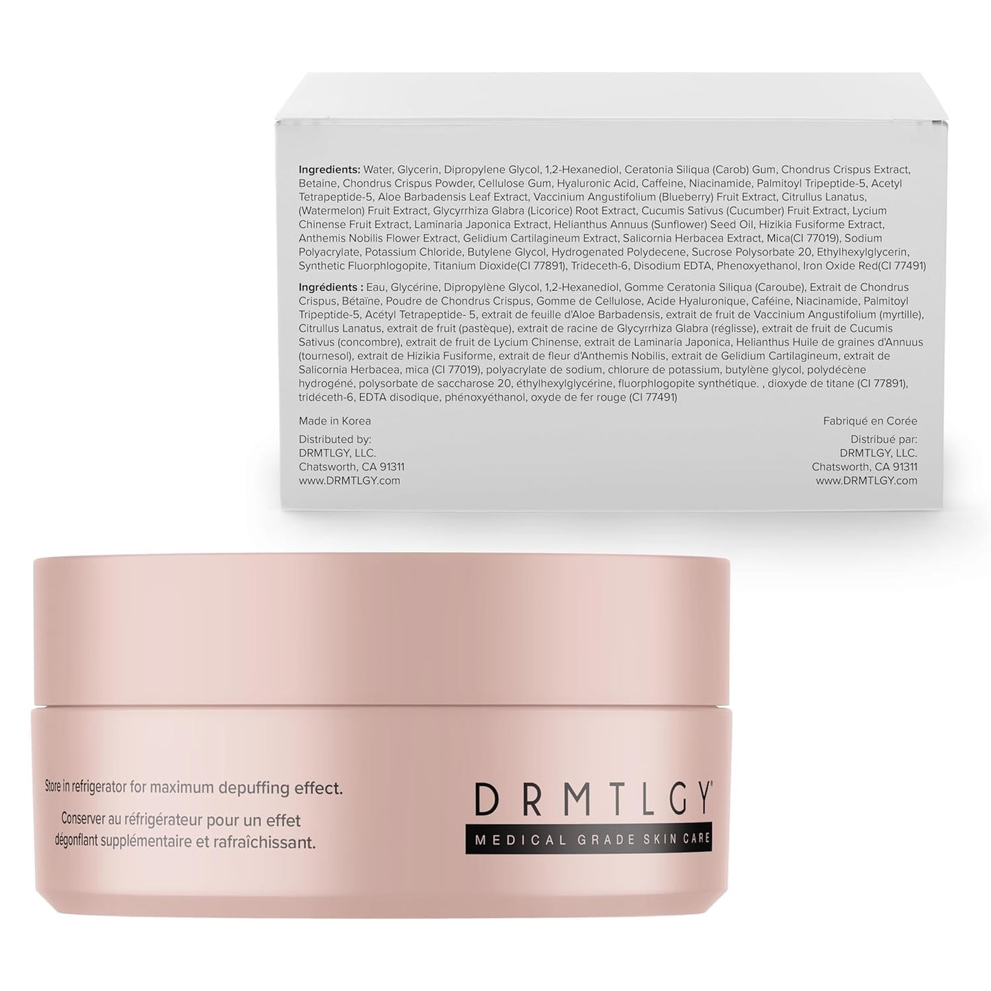 DRMTLGY Brightening Eye Masks – Biodegradable Hydrogel Under Eye Patches with Caffeine, Peptides, Hyaluronic Acid & Niacinamide – Depuff, Hydrate & Smooth Dark Circles – 60 Count