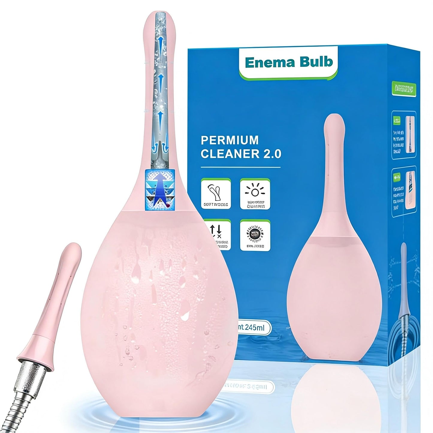 Enemas Anal Douches for Men Women - Enema Bulb with Soft Silicone Nozzles,Anti Backflow Shower Douche Enema Kit,Feminine Care Shower Enema Douche Kit Cleaner Flusher,Shower Tube Connectable