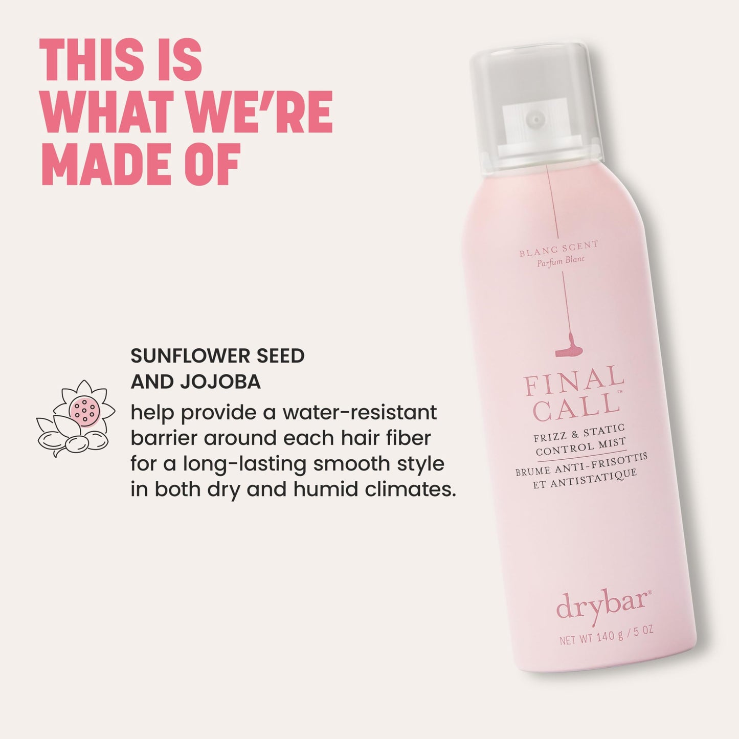 Drybar Final Call Frizz & Static Control Mist | Fights Frizz, Tames Flyaways to Maintain Smooth and Shiny Blowouts, 24 Hour Frizz Control & 72 Hour Static Control