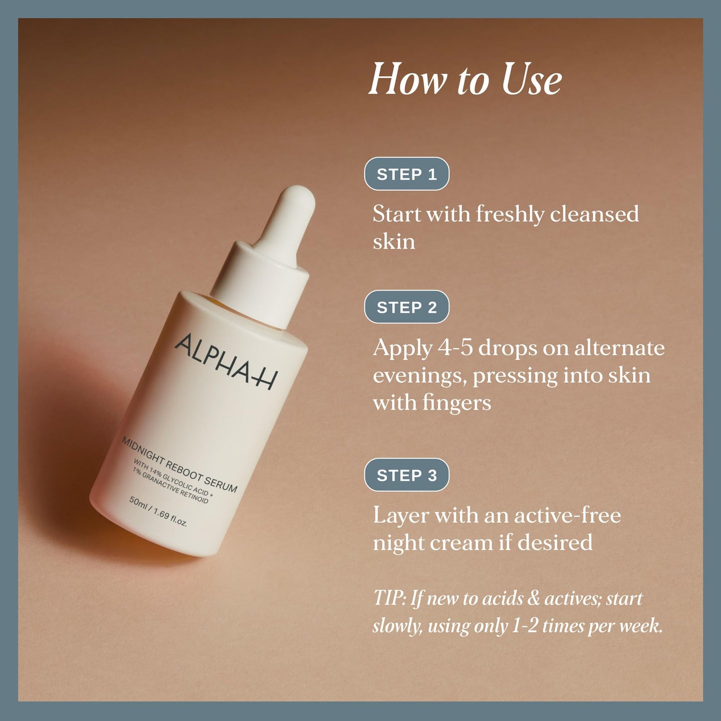 Alpha-H Midnight Reboot Night Serum With Glycolic Acid And Retinoid - Overnight Skin Smoothing For Uneven Tone, Texture, And Fine Lines - Wake Up To Brighter, Fresher-Looking Skin