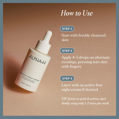 Alpha-H Midnight Reboot Night Serum With Glycolic Acid And Retinoid - Overnight Skin Smoothing For Uneven Tone, Texture, And Fine Lines - Wake Up To Brighter, Fresher-Looking Skin