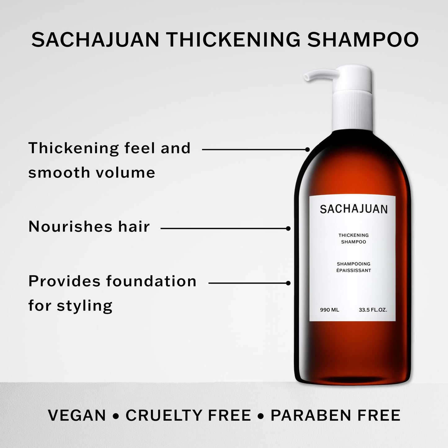 SACHAJUAN Thickening Hair Shampoo, Volumizing, Heat & UV Protectants, Shine & Smooth Volume, Paraben-Free