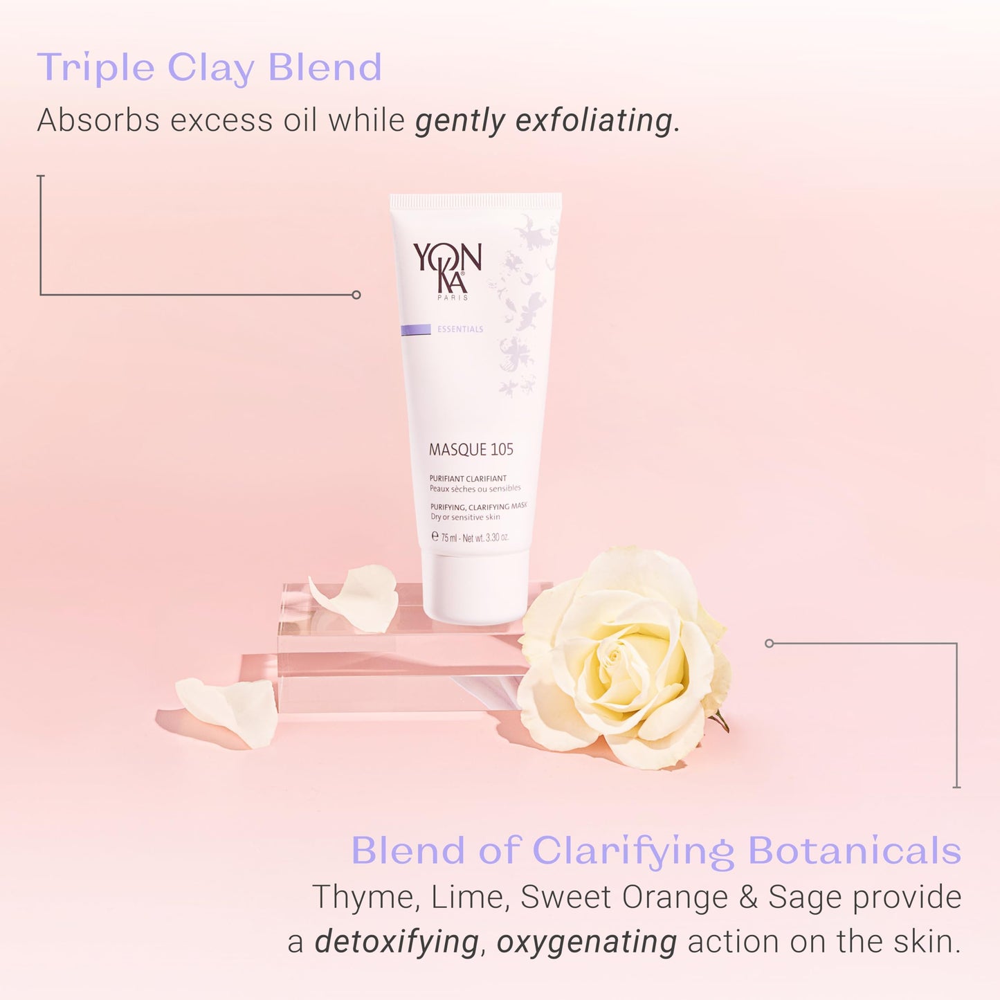 Yonka Essentials Masque 105 | Clarifying and Purifying Face Mask | Weekly Treatment for Dry and Sensitive Skin | Hydrates While Tightening Pores and Purifying Skin | 3.30 oz