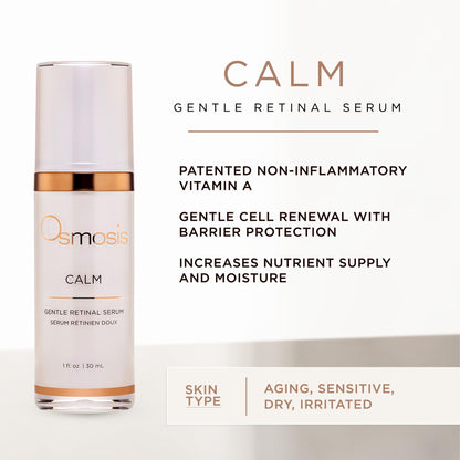 Osmosis CALM Gentle Retinal Facial Serum with Soothing Vitamin A for Aging, Sensitive, Dry, Irritated and Sensitive Skin, 1 Oz