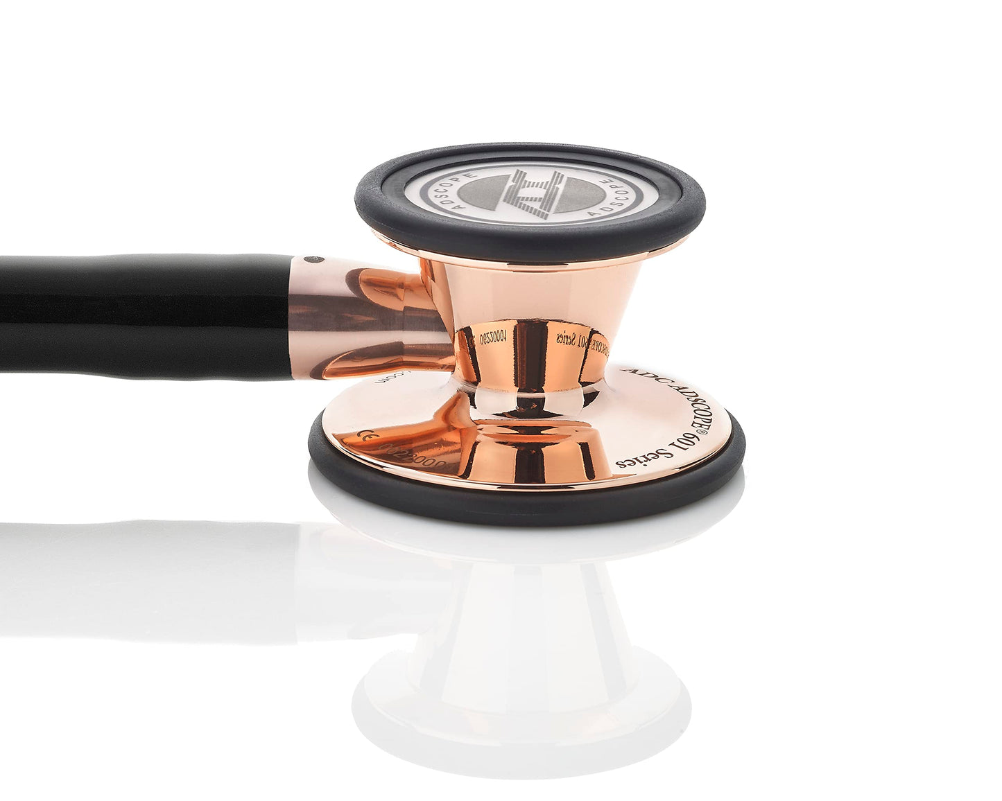 ADC Adscope 601 Convertible Cardiology Stethoscope with Tunable AFD Technology, Adult Diaphragm and Adult Bell or Pediatric Diaphragm, 28 inch Length, Rose Gold with Black Tubing