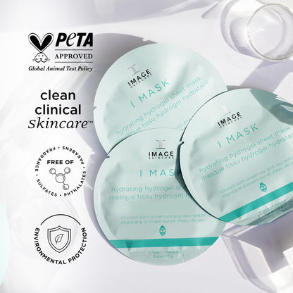 IMAGE Skincare, I MASK Hydrating Hydrogel Sheet Mask, Hyaluronic Acid Hydro Facial Mask, Refreshing, Hydrating and Soothing