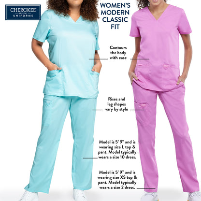 Cherokee Long Sleeve Underscrub for Women Modern Classic fit Soft Crew Neck Knit Tee with 2-Way Stretch - 4881