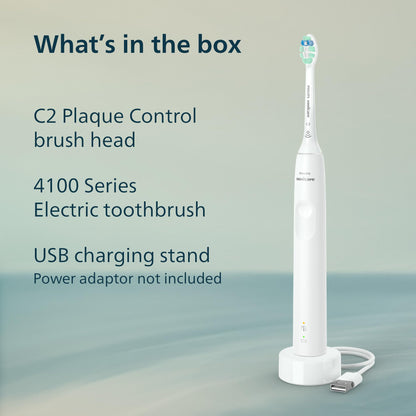 Philips Sonicare 4100 Series Electric Toothbrush - Sonic Toothbrush with Advanced Sonic Technology, Pressure Sensor, Two Intensity Settings, Smartimer & Quadpacer, White, Model HX3681/23