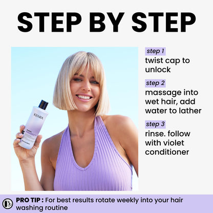 Violet Shampoo | Eliminates Brassy Tones | Purple Pigment + Deposit | Neutralizes Yellow | Moisturizes Processed Hair | Enhances Vibrancy of Blonde or Gray Hair | Color Safe