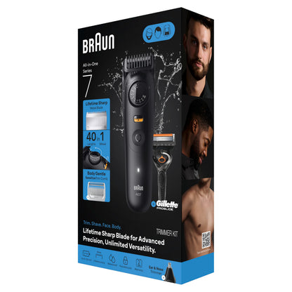 Braun Series 7 All-in-One Beard & Body Grooming Kit for Men, Cordless Trimmer, Hair Clippers & Shaver for Face, Hair & Body with Gillette ProGlide Razor, AIO 7530