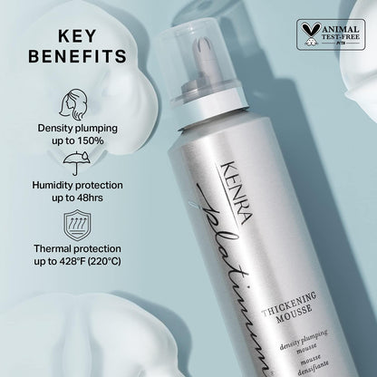 Platinum Thickening Mousse 12 | Volumizing Styler | Adds Fullness & Body | Humidity Protection Up To 48 hours | Density Plumping up tp 150% | Thermal Protection | All Hair Types