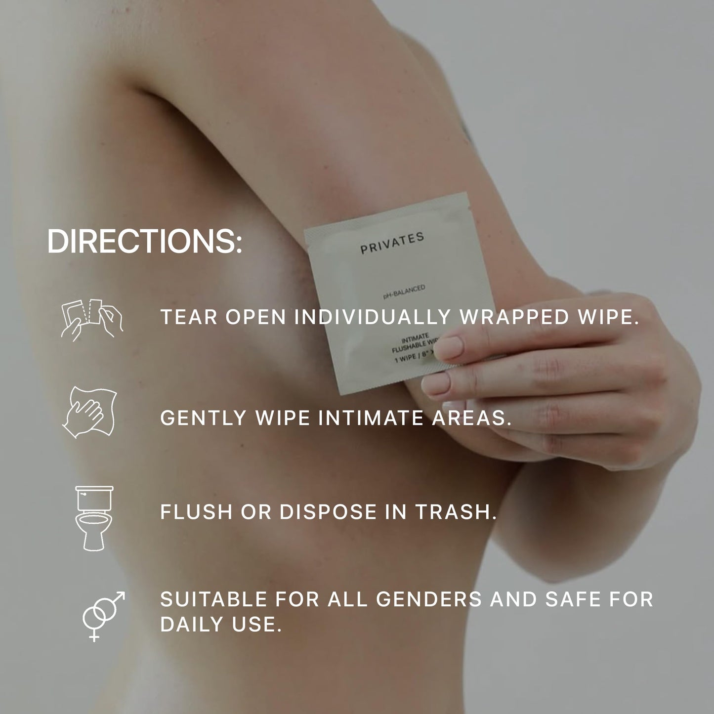 PRIVATES pH-Balanced INTIMATE WIPES for Women & Men | Odor Control, Irritation & Dryness Relief | Hydrating & Soothing with Aloe | Microbiome-Friendly | Natural Ingredients | Fragrance-Free | 25 Count