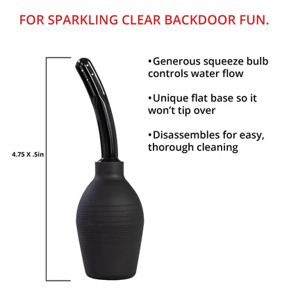 Adam & Eve EZ Anal Douche, Easy to Use Cleaning Bulb with Flexible Tip, Large Capacity for Deep Cleansing, Stable Flat Base, Body Safe and Reusable, Compatible with Water Based and Silicone Lubes