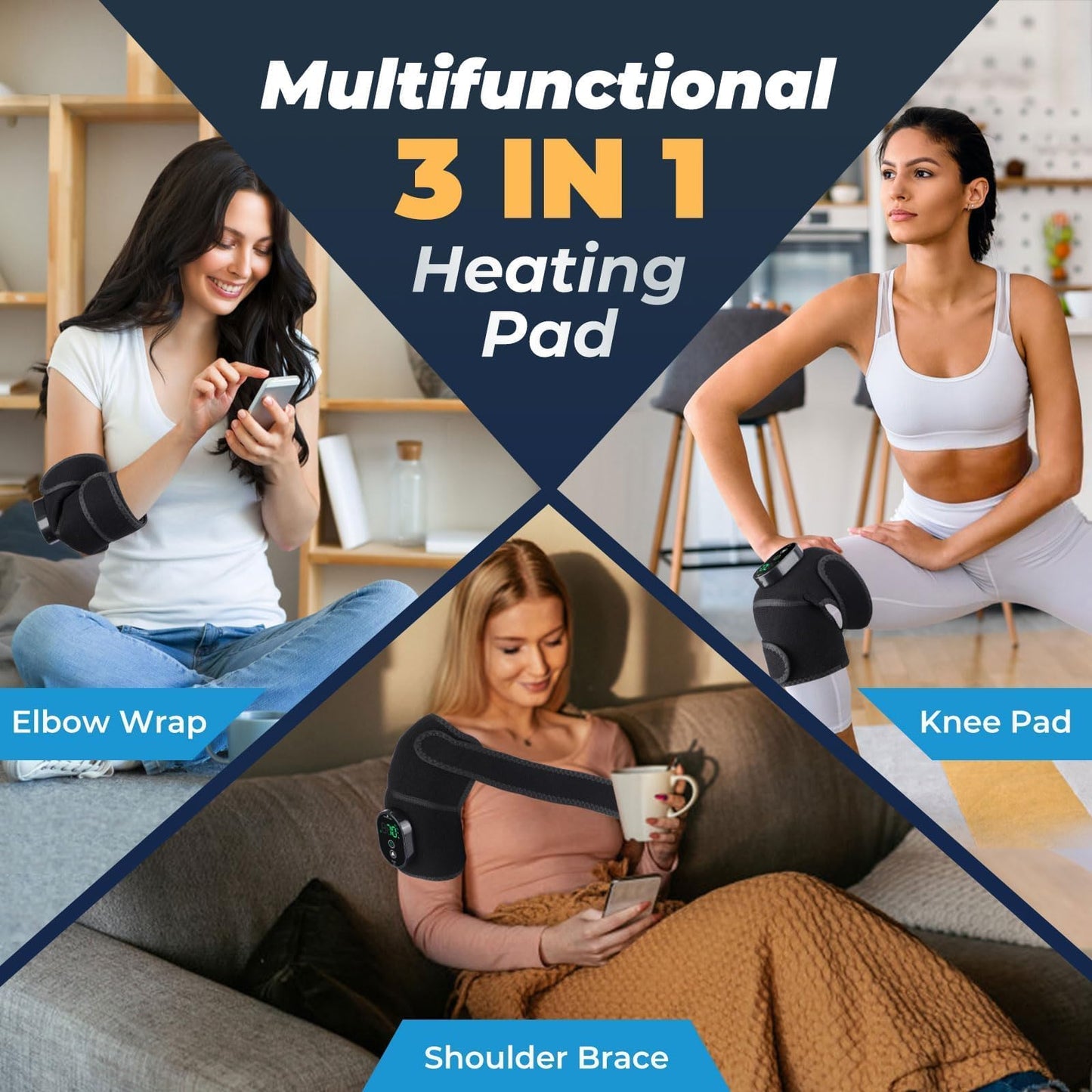 NORTHERN BROTHERS Knee Heating Pad to Keep Knee Warmers, Warm Heated Knee for Pain Relief, Portable Heated Knee Brace for Shoulder or Elbow