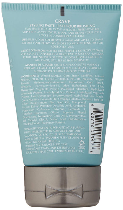 SURFACE Hair Crave Styling Paste, Vegan and Paraben-Free Texture and Definition, Matte-Finish, 4 Fl Oz