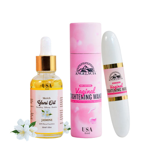 ANGELYCIA Ultimate Feminine Rejuvenation Combo, Virginity Wand and Feminine Yoni Detox Oil Jasmine, Vaginal Tightening Solution, Restores pH Balance for Women,