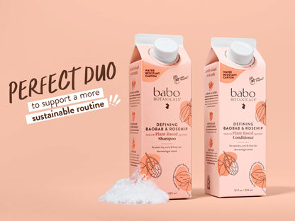 Babo Botanicals Defining Baobab & Rosehip Shampoo + Bundle with Conditioner – For extra dry, curly hair – Smooth & Define – Passion Fruit Ferment for scalp
